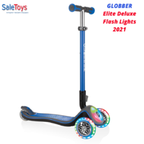 Детский трёхколёсный самокат Globber Elite Deluxe Flash Lights Синий