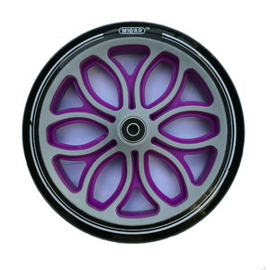 Колесо для самоката 200 мм в комплекте с подшипниками ABEC 9 черно-фиолетовый