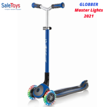 Детский трёхколёсный самокат Globber Master Lights Синий
