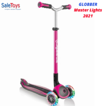 Детский трёхколёсный самокат Globber Master Lights Розовый