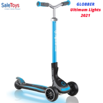 Детский трёхколёсный самокат Globber Ultimum Lights Голубой