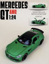 Металлическая машинка. Модель машины Mercedes-Benz AMG GT R, масштаб 1:24, цвет - зеленый, свет, звук, открывается капот, двери, багажник